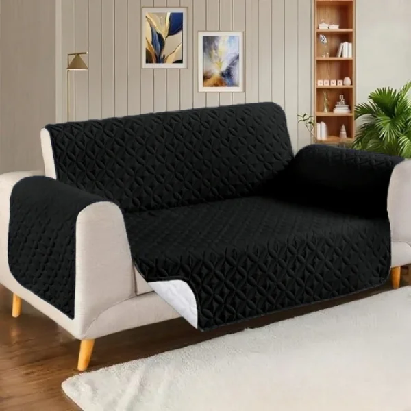 Black - Ultrasonic Quilted Sofa Cover-Sofa Runner