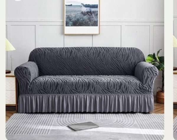 Gray Zebra Velvet Sofa Cover