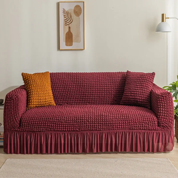 Maroon Bubble Sofa Cover - Turkish Style