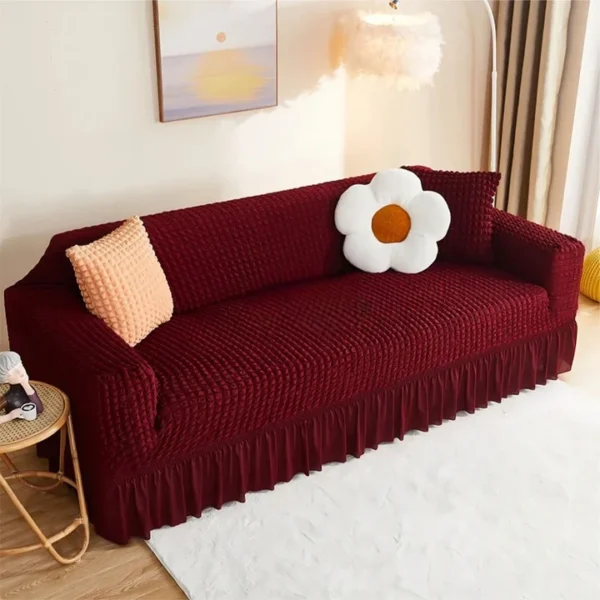 Maroon Bubble Sofa Cover - Turkish Style - Image 2